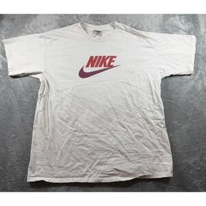 Vtg 90s Nike Center Logo Swoosh T Shirt Men's L White Made in Mexico